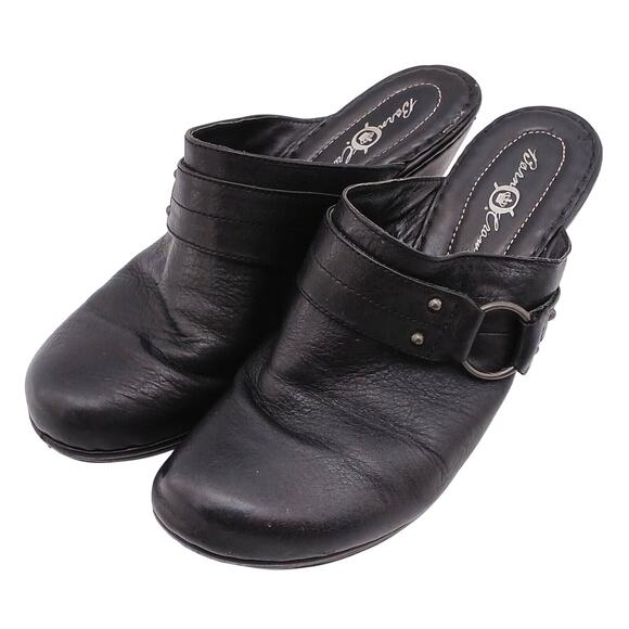 Born Crown Women's Black Leather Clog Slip On Sz 10/42 Round Toe Heels W31717 - Picture 1 of 10